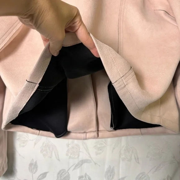 Torrid Womens Faux Suede Moto Jacket sz 3 Blush Pink Outdoor Casual Zip Up Biker - Picture 11 of 16